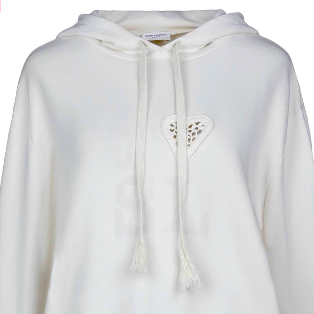 Saint Laurent Crochet Woven Peekaboo Heart Hoodie “I Heart SL” - S